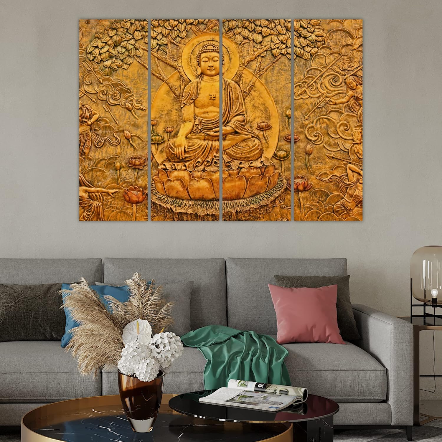 inep-b09sy8kbxd-close-up-of-buddha-rific-4-panel-framed-wall-art-to-evict-stress-showcasing-serene-buddha-silhouettes.jpg